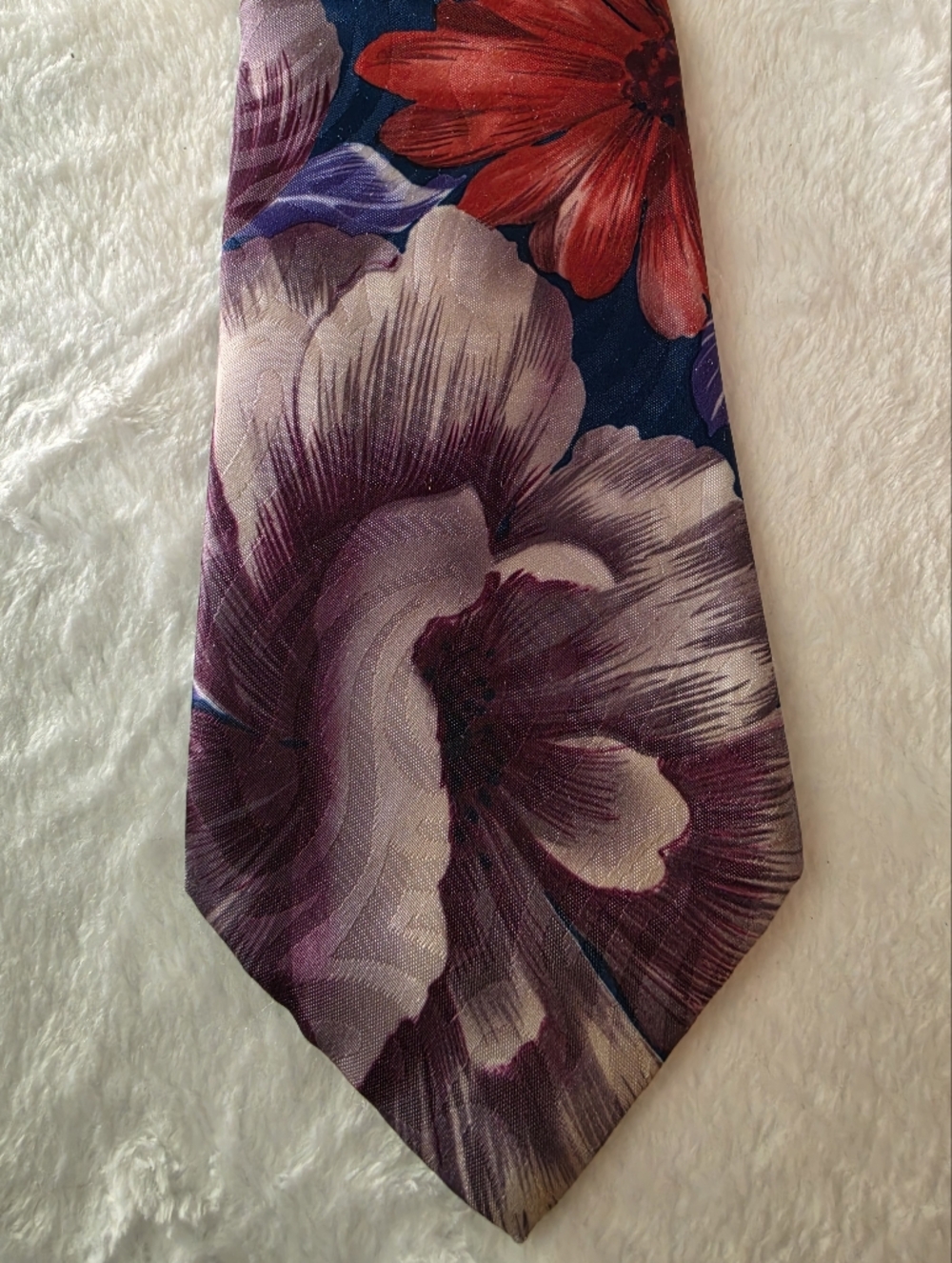 Vintage Etienne Aigner Silk Floral Tie Blue Purple Red 80s